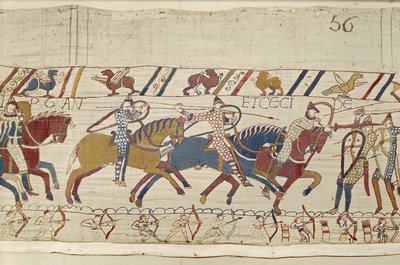 I Normanni combattono e uccidono coloro che erano con Re Harold, Arazzo di Bayeux da Unbekannt Unbekannt